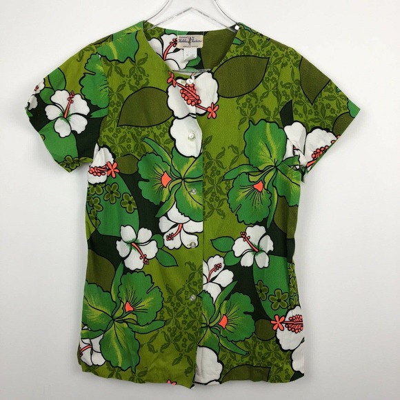 Hawaiian Tops - Vintage Hukilau Fashions Hawaiian Shirt Button Up